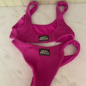 Daily Drills Ribbed Bikini in the color berry Size Small